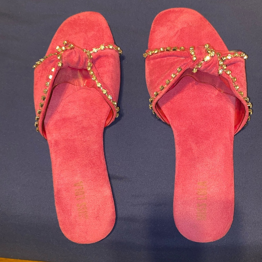 Elegant Pink Studded Women's Slide Sandals